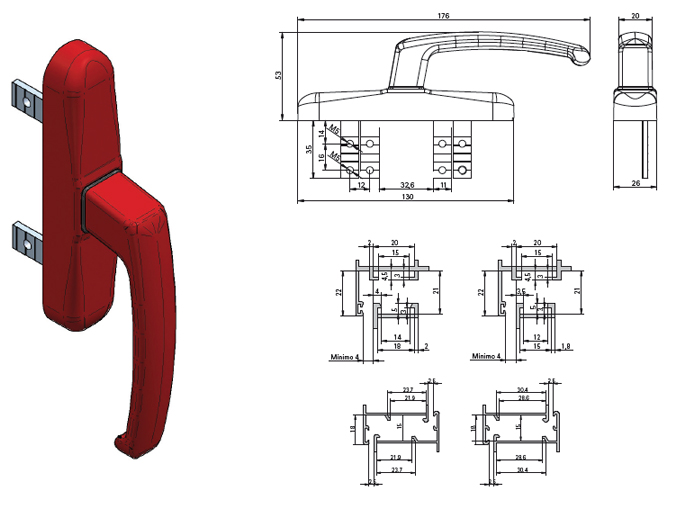 Cremona reversible para apertura interior y exterior en apertura practicable.